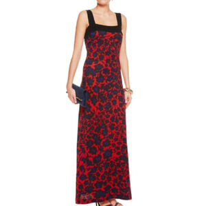 Diane Von Furstenberg DvF Lourosa maxi silk dress Black Red Purple size 2